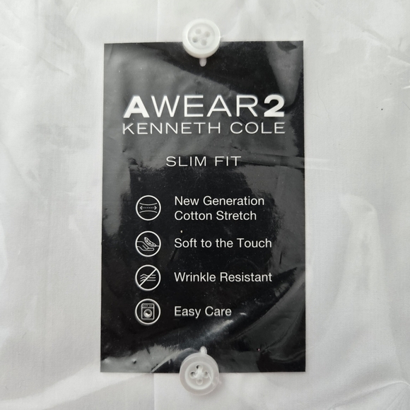 Kenneth Cole Awear2 White Slim Fit Long Sleeve Shirt. Stretch Easy Care. Size La - Picture 3 of 4